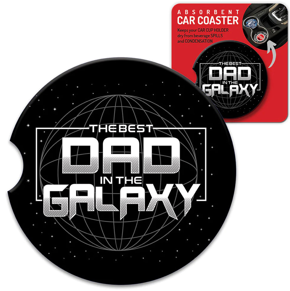 Ceramic Absorbent Car Coaster - Best Dad in the Galaxy