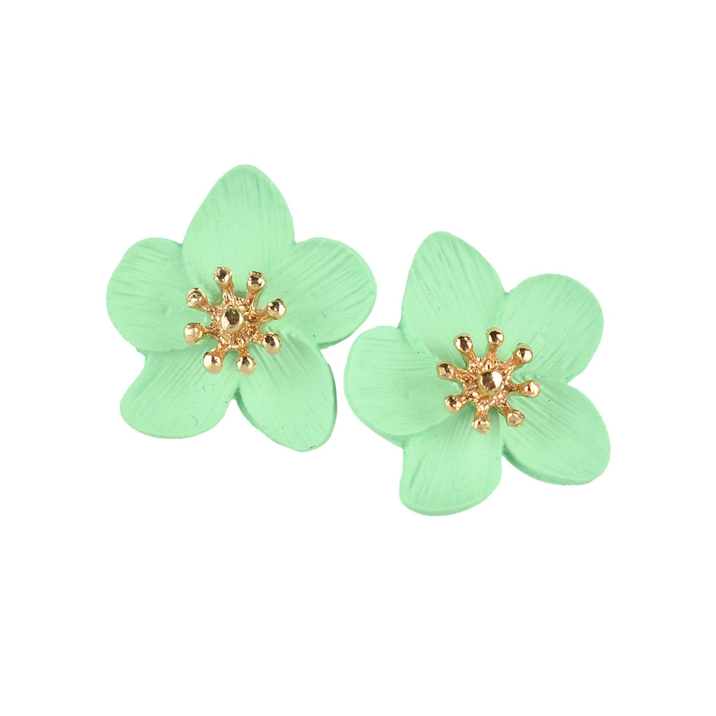 Green Flower Petals Earrings