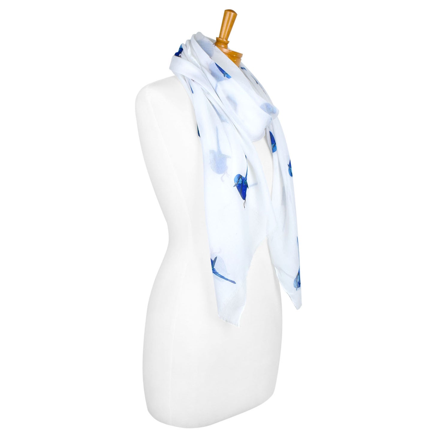 White Blue Wren Bird Scarf