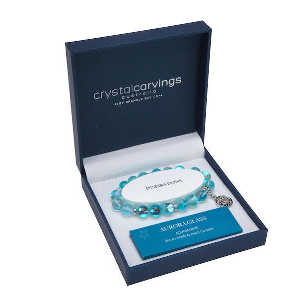 Tree of Life Bracelet - Aquamarine Aurora Glass