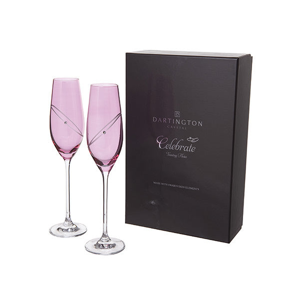 Celebrate Toasting Flutes - Glitz Ruby Champagne Flute Glasses S/2