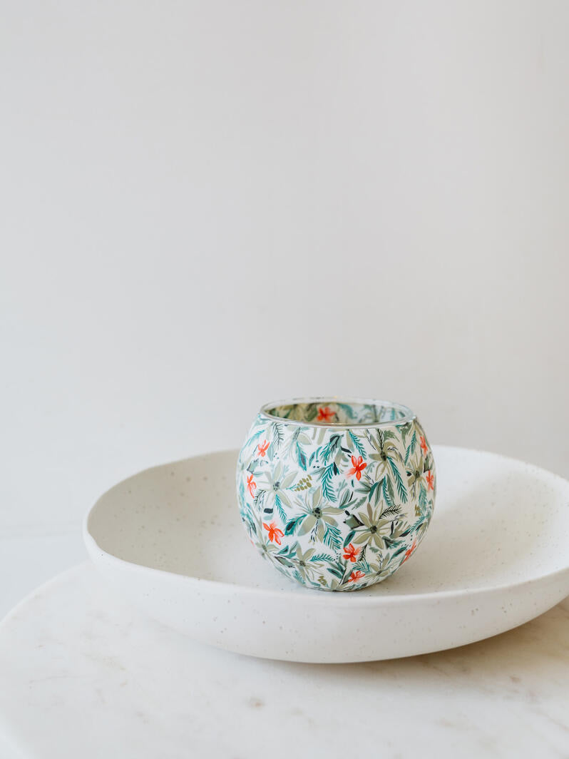 White Poinsettias Tealight Candle Holder