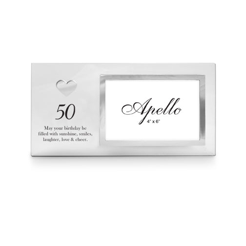 50th Birthday Heart Glass Frame