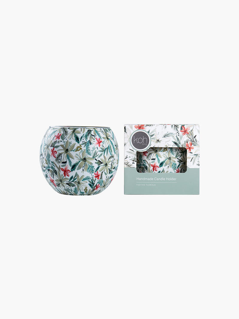 White Poinsettias Tealight Candle Holder