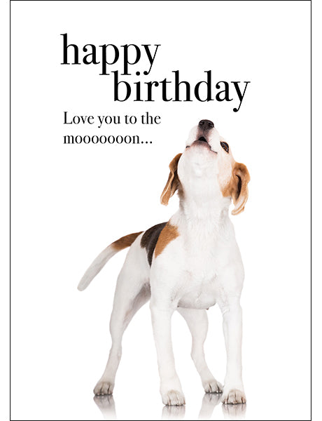 Animal Affirmations Card - Happy Birthday, Love You to the Moon (Puppy)