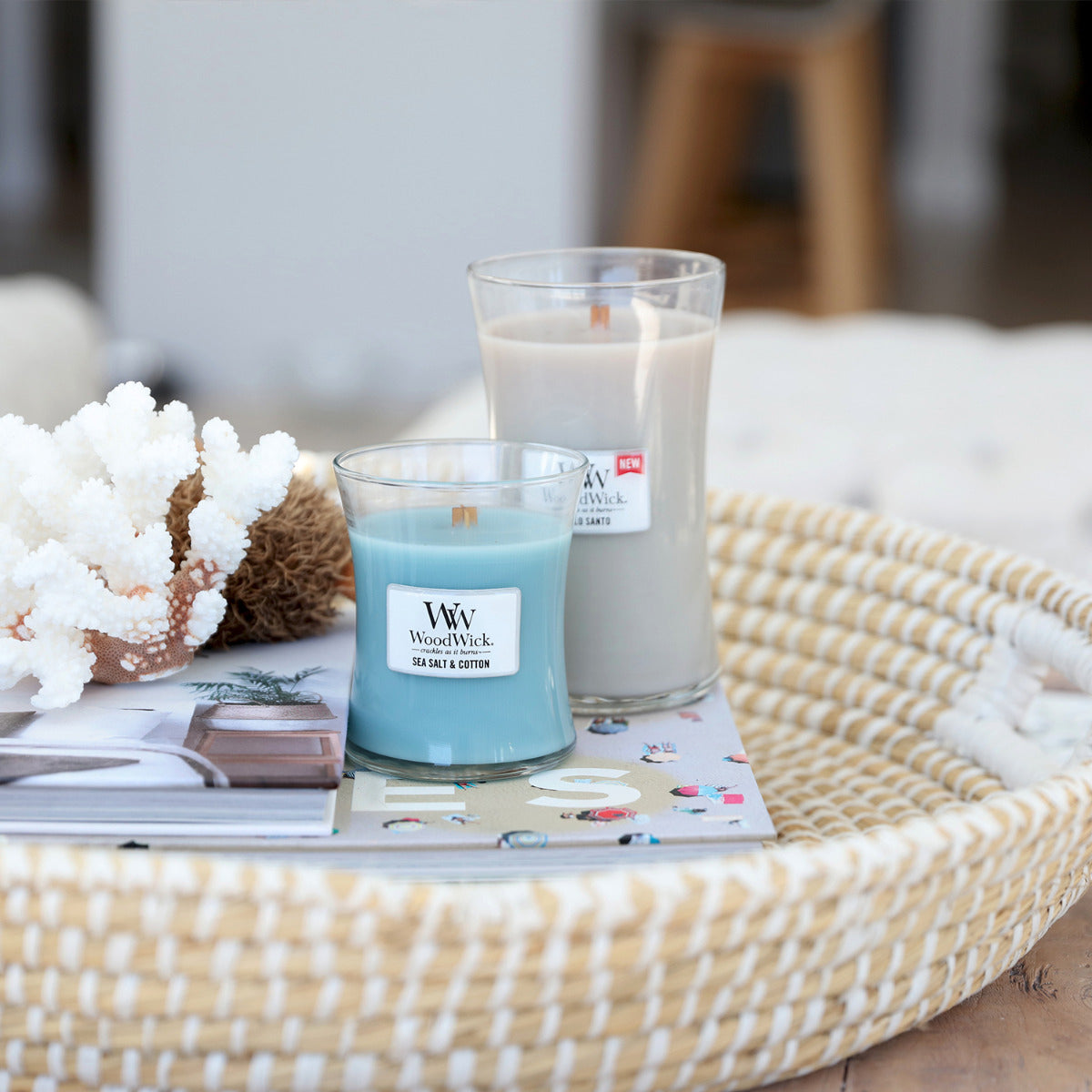 WoodWick Medium Candle - Sea Salt & Cotton