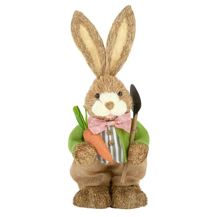 Huddy Straw Bunny with Carrot and Shovel