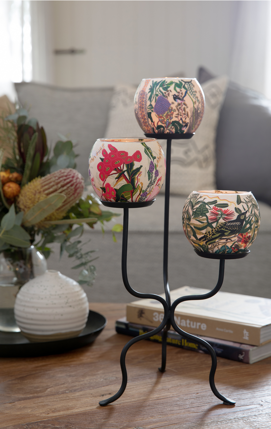 Tall 3 Tealight Candle Holder Iron Stand