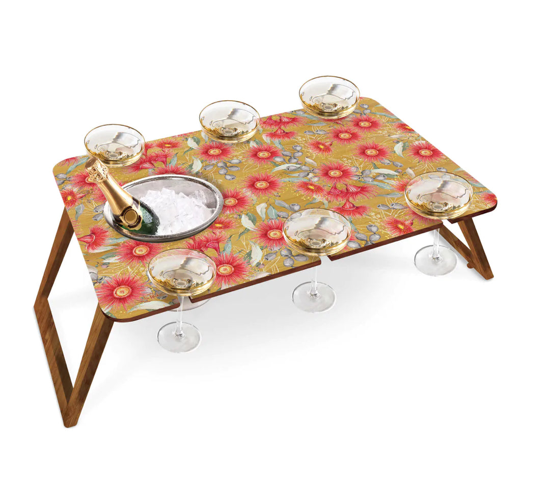Large Bamboo Picnic Table with Ice Bucket - Gumnut Blossoms