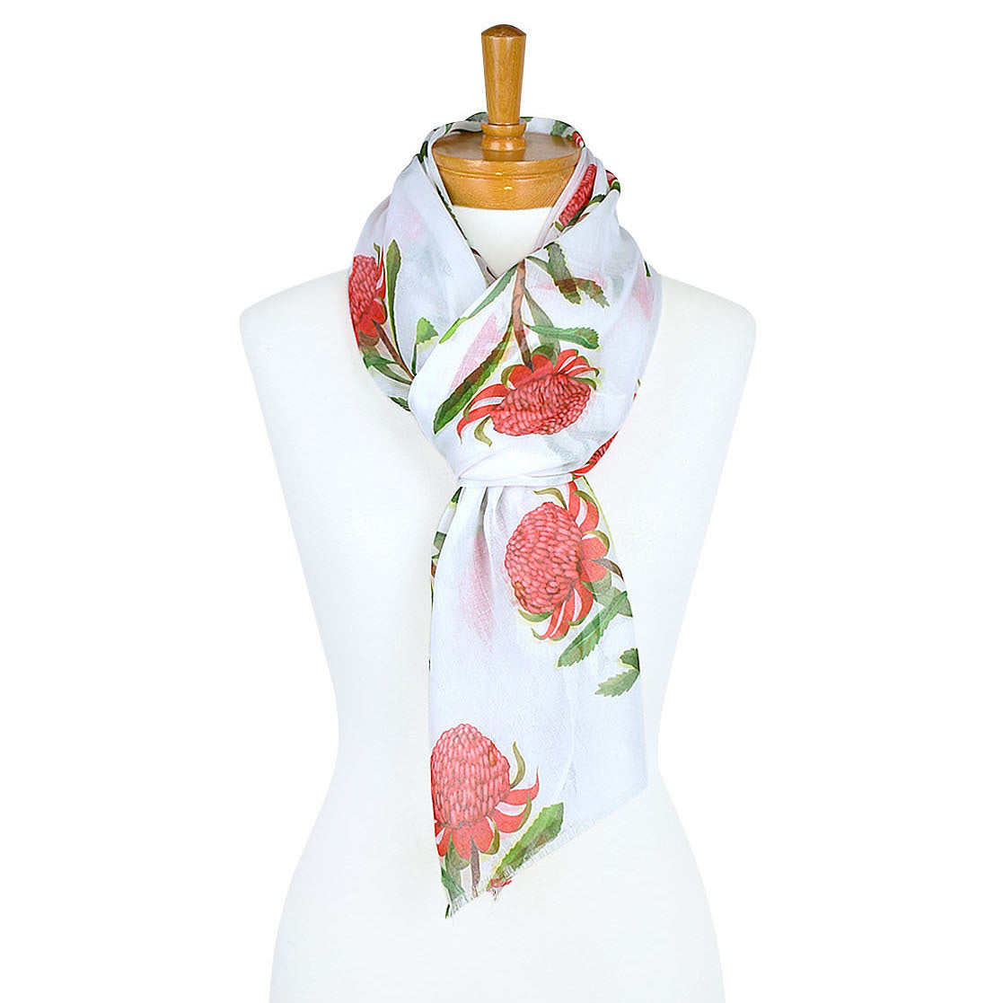White Waratah Flower Scarf