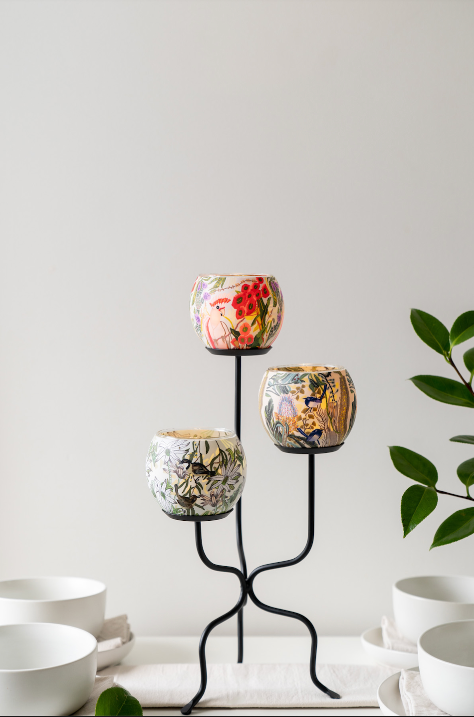 Tall 3 Tealight Candle Holder Iron Stand