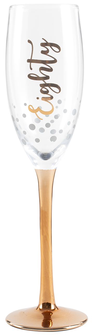 80th Birthday Rose Gold Champagne Glass