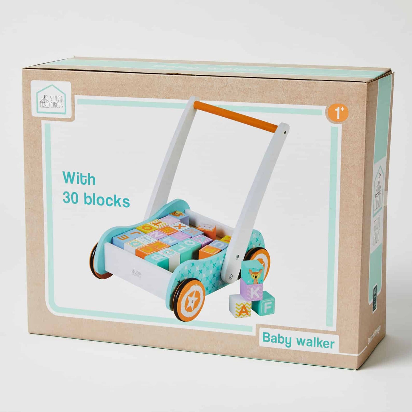 Wooden Baby Walker with Blocks