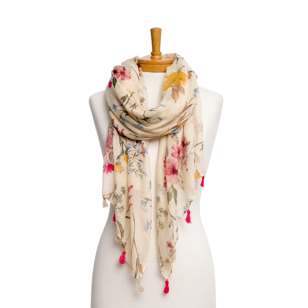 Ivory Multi Floral Garden Scarf