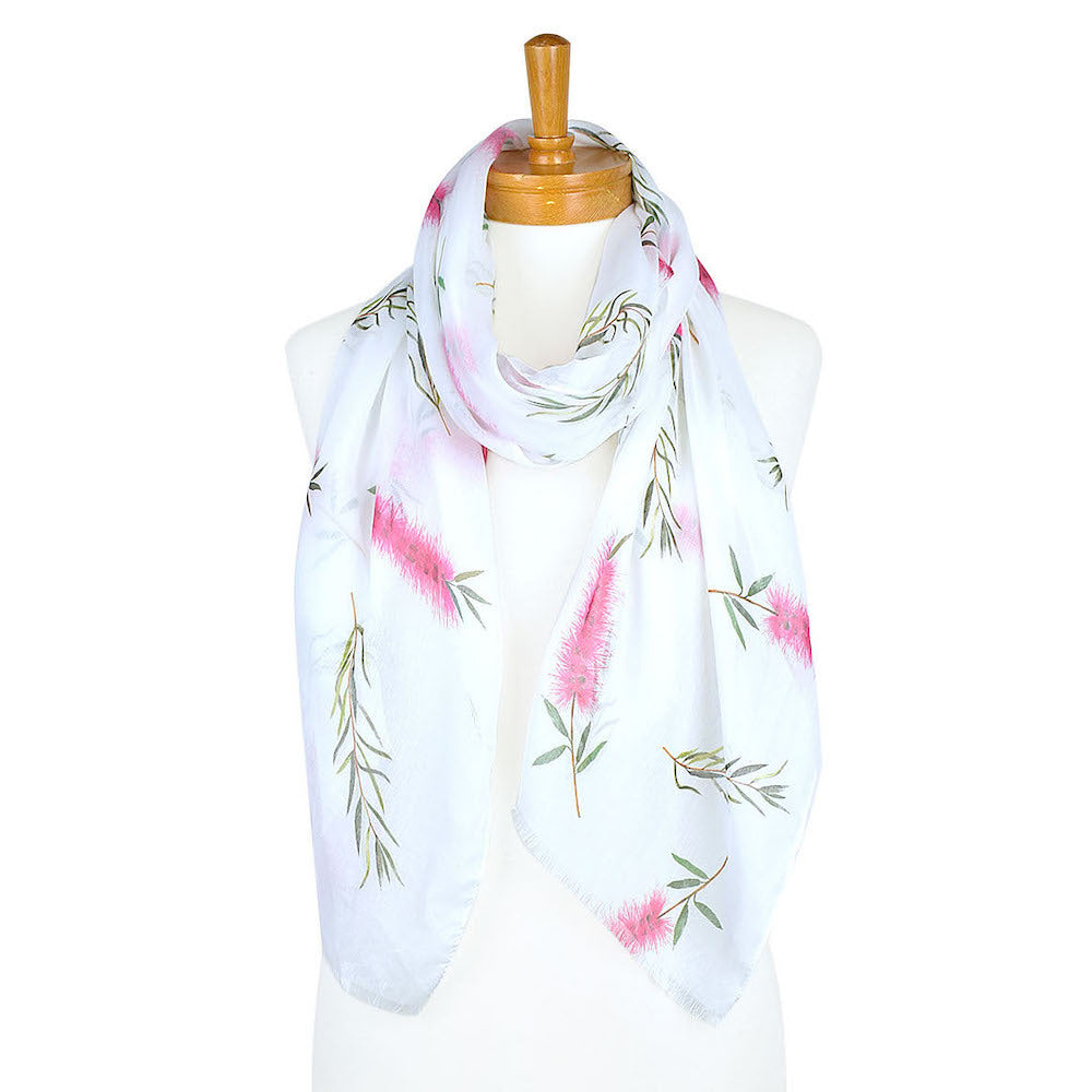 Pink Bottlebrush Flower Scarf