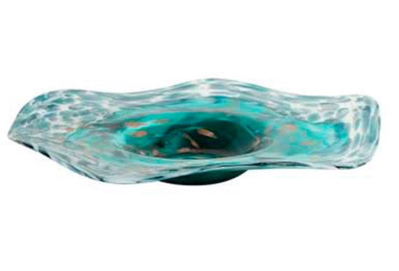 Dayle Glass Emerald & White Flat Plate
