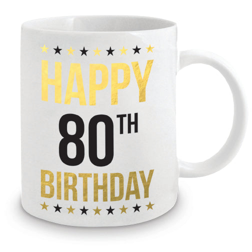 Happy 80th Birthday Gold Mug