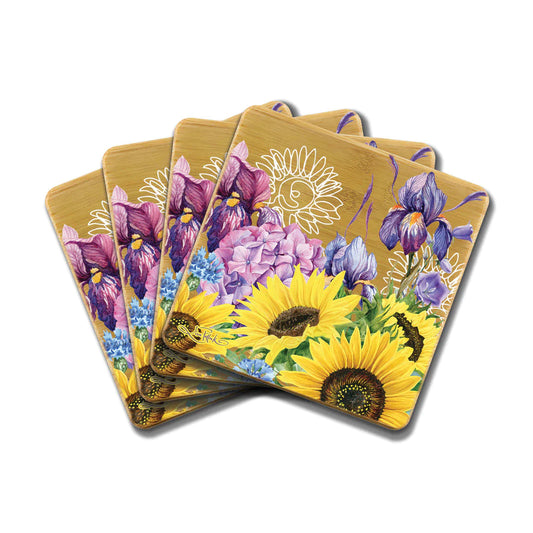 Bamboo Coasters Set of 4 - Sunflowers