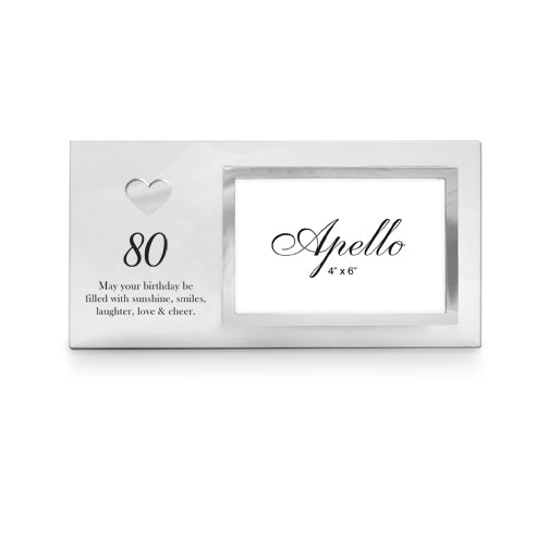 80th Birthday Heart Glass Frame