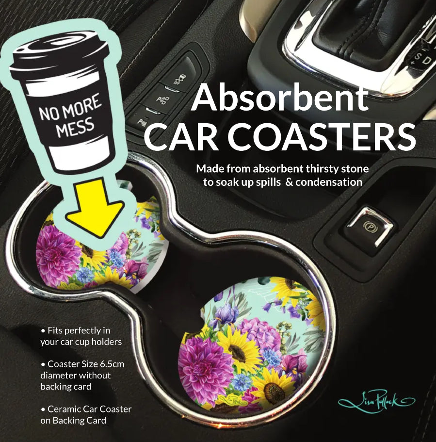 Ceramic Absorbent Car Coaster - Native Eucalypt