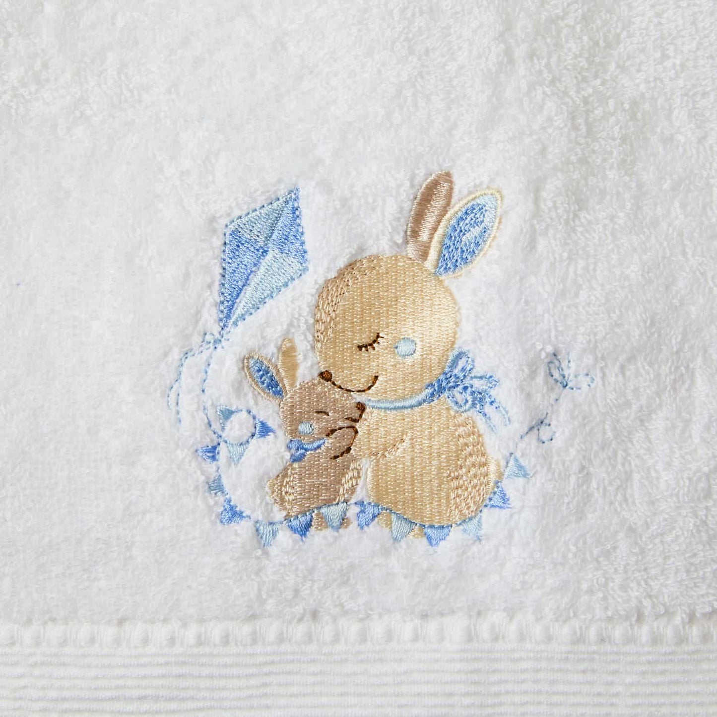 Bath Towel & Face Washer in Organza Bag - Blue Bunny
