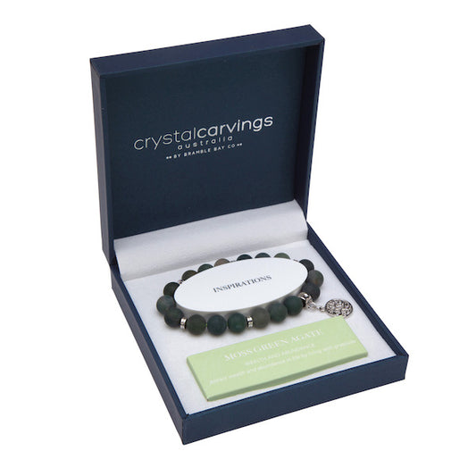 Tree of Life Bracelet - Moss Green Agate Matte