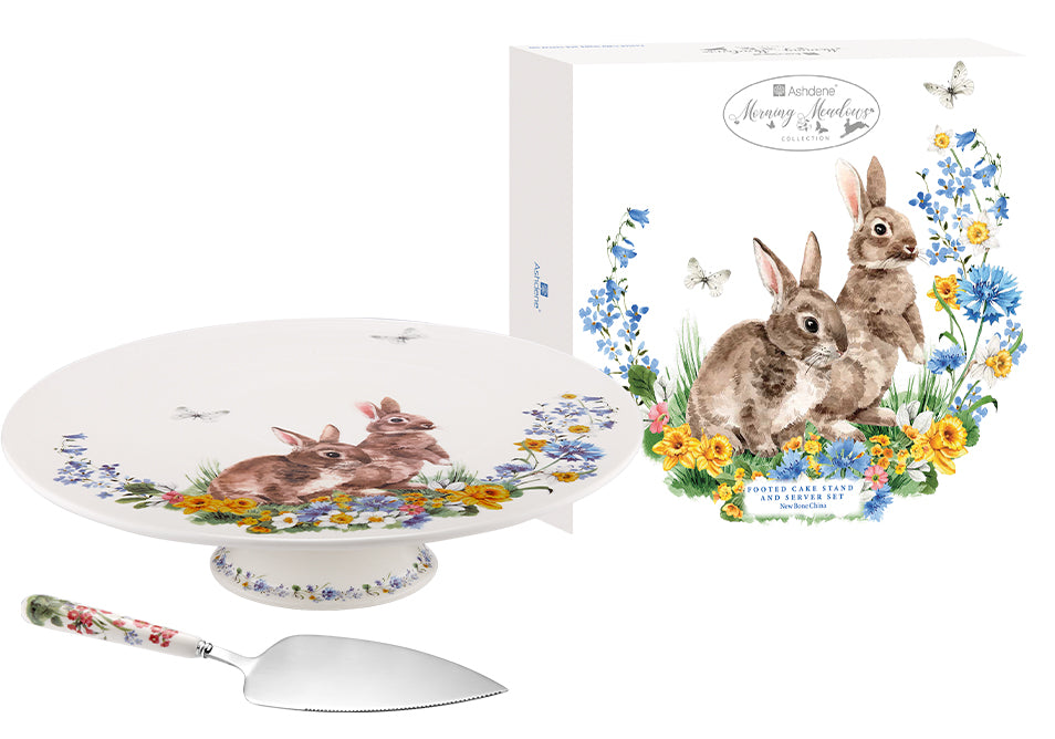 Morning Meadows Footed Cake Stand And Server Set