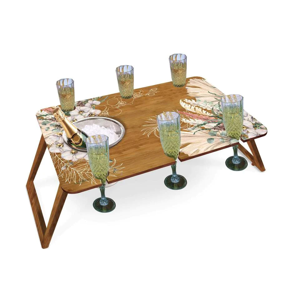 Large Bamboo Picnic Table with Ice Bucket - Vanilla Dreams