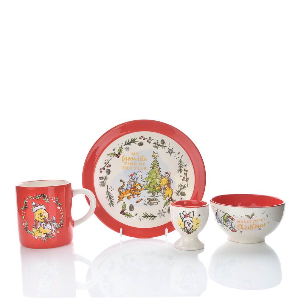 Winnie The Pooh Christmas - 4Pc Ceramic Dinner Set