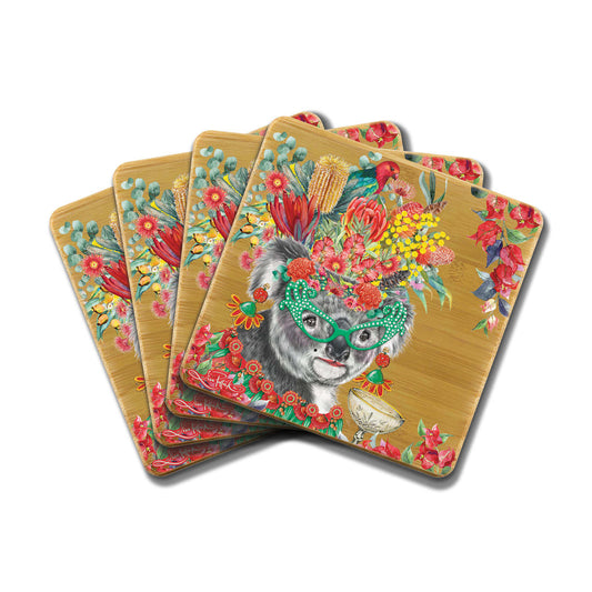 Bamboo Coasters Set of 4 - Too Glam Koala