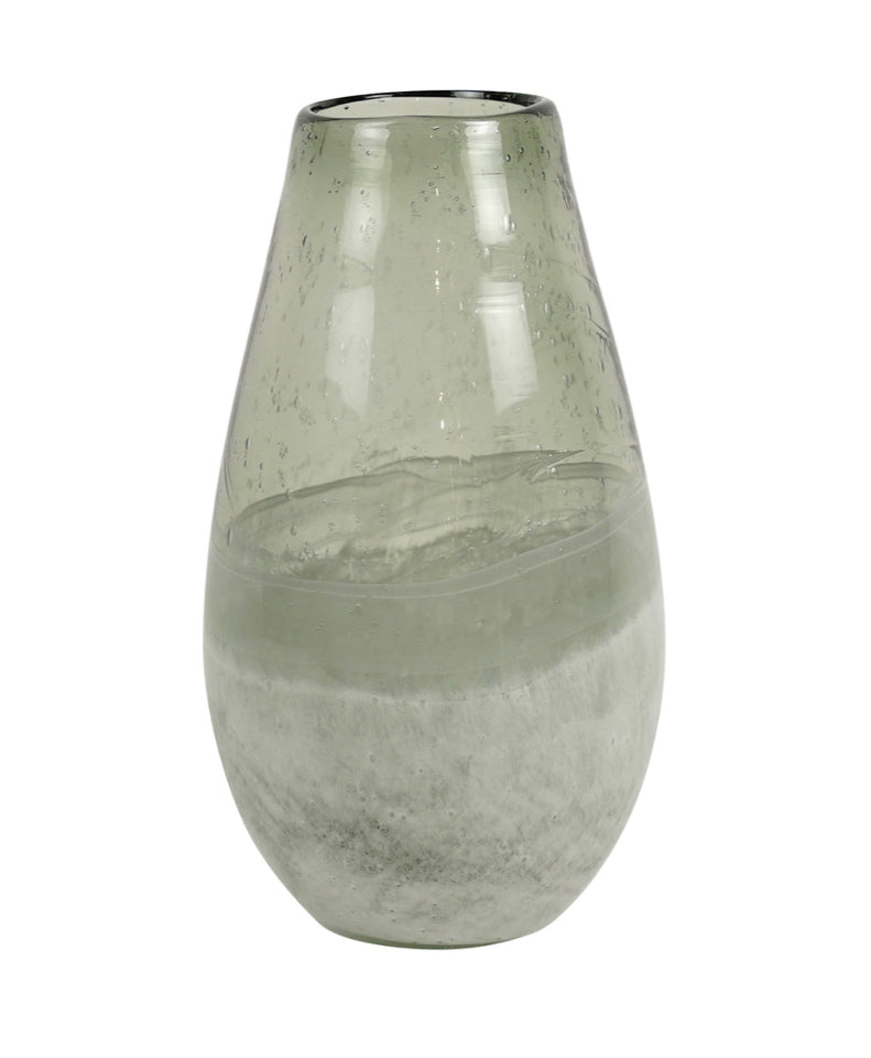 Cristo Glass White & Grey Teardrop Vase