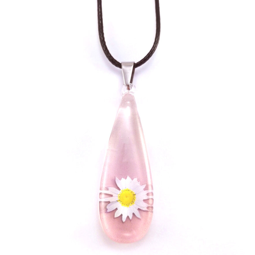 Huia Giftware Pendant - Opaque Daisy (Pink)