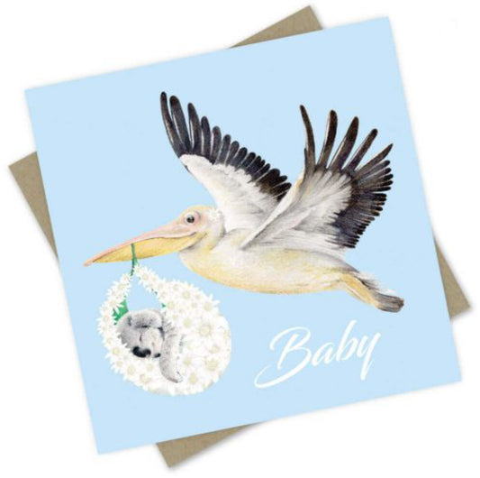 Card - Birthday Aussie Animals: ”Pelican & Koala” Baby