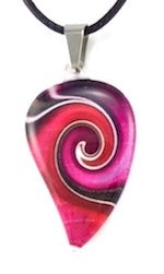 Huia Giftware Pendant - Small Leaf Mystic Wave (Pink)