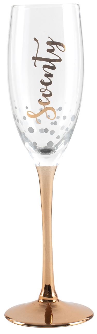 70th Birthday Rose Gold Champagne Glass